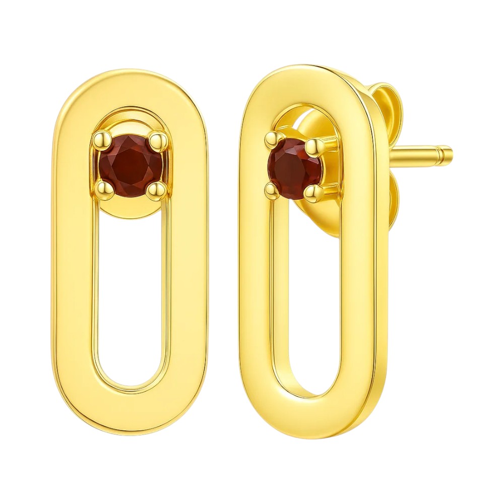 18K Gold Plated Jewelry Oval Gemstone Studs, Minimalist Everyday TGE1041 EM-1296
