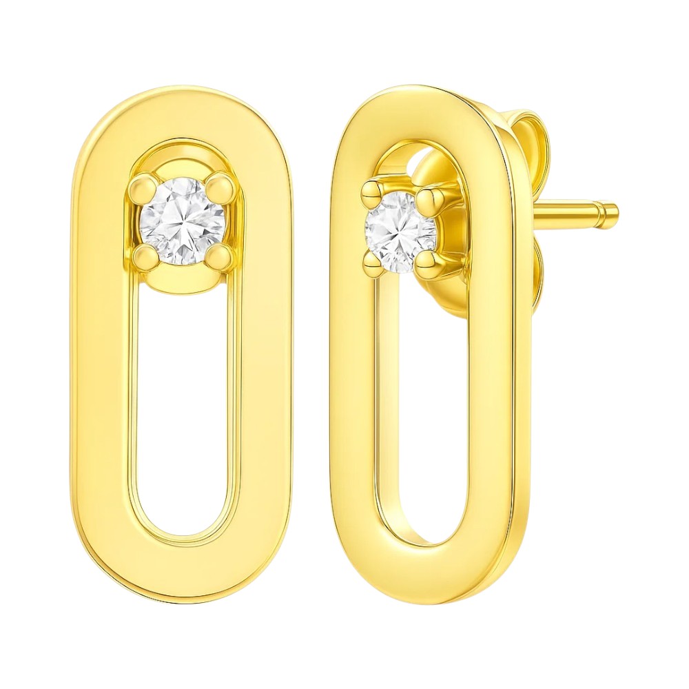 18K Gold Plated Jewelry Oval Gemstone Studs, Minimalist Everyday TGE1041 EM-1296