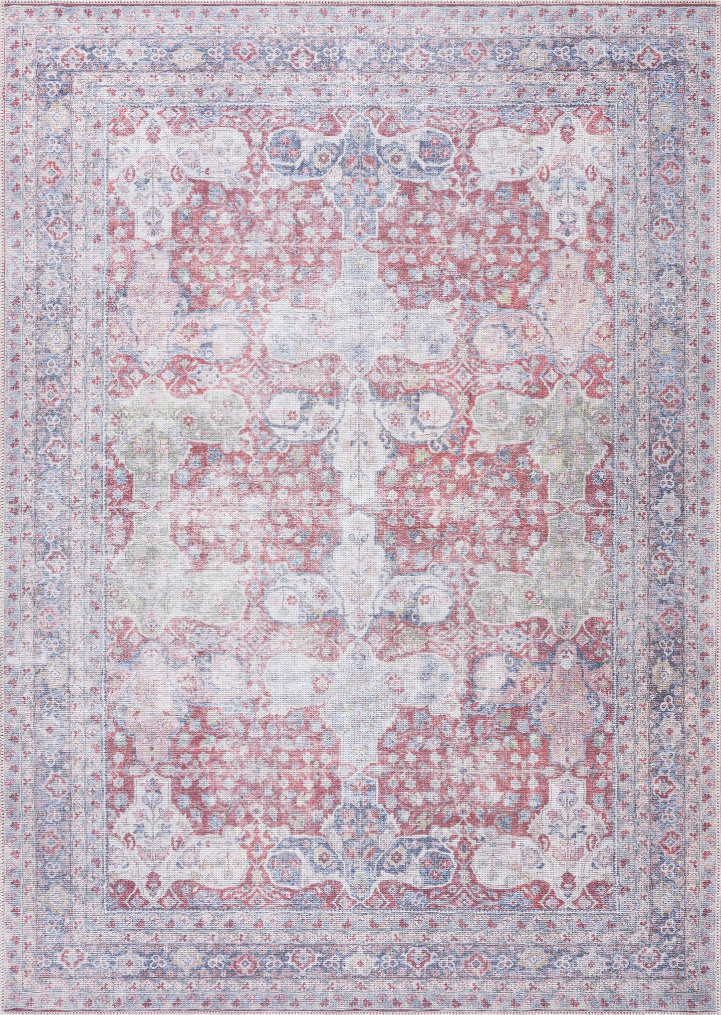 Rust Goma Vintage Washable Area Rug - Clearance