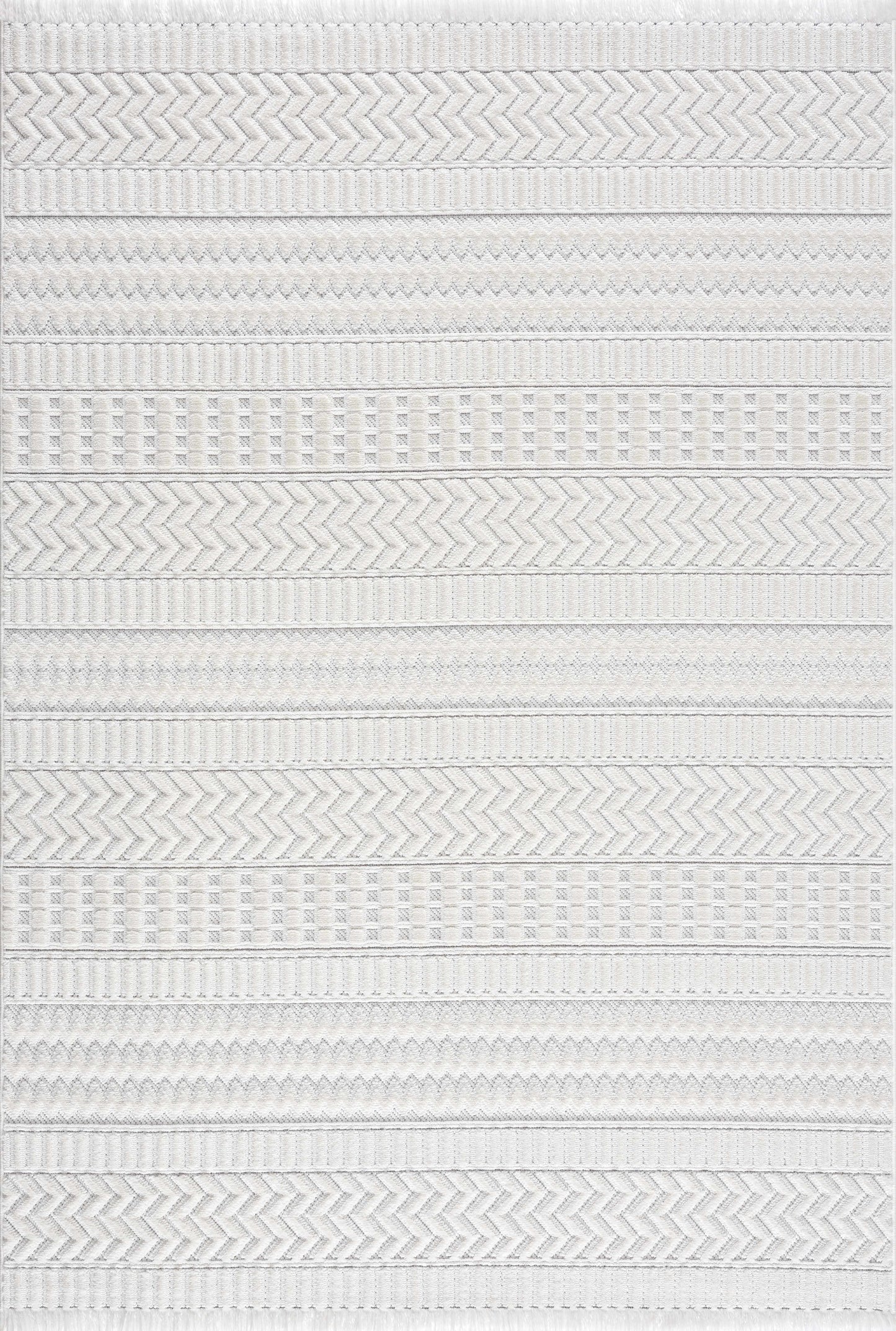 Cira Ivory Textured Area Rug with Fringes