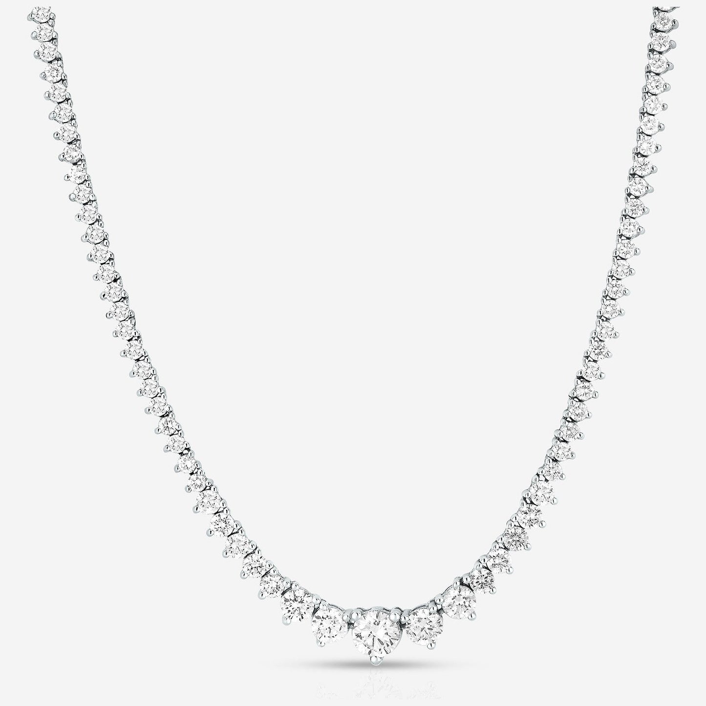 15 CTW Created Moissanite Graduated Tennis Necklace - G-H Color, SI Clarity