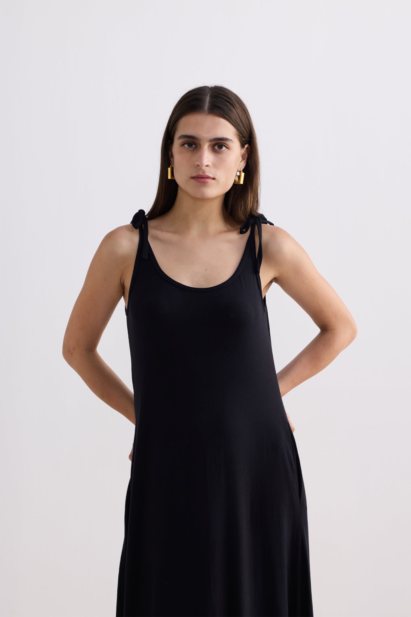 Tie-Detail Maxi Dress in Black