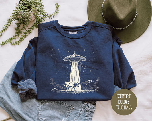 UFO Cow Abduction Comfort Colors Sweatshirt