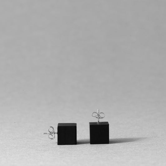 CUBE EARRINGS – Minimalist Geometric Black Earrings