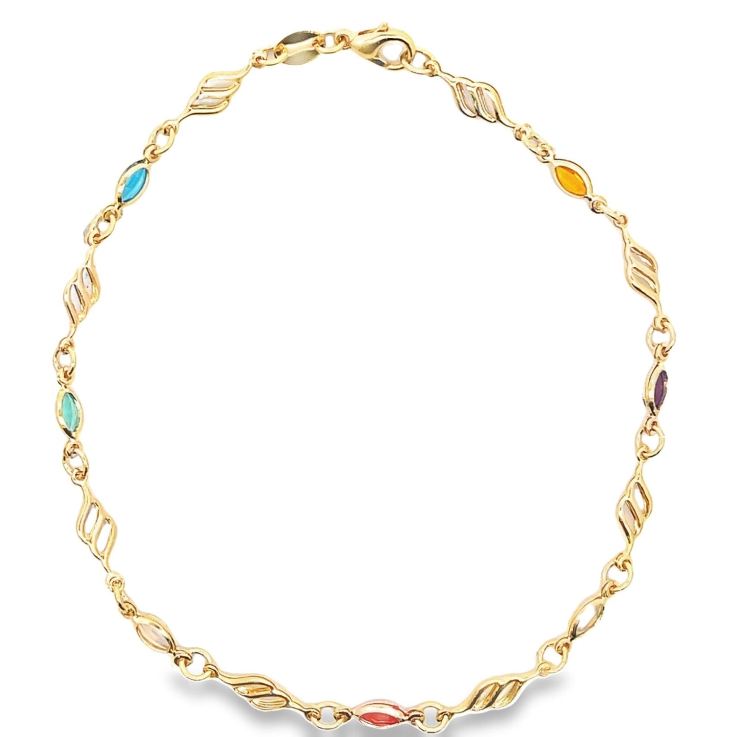 Multicolor CZ Stone Angel Wing Charm Bracelet (G78A/E249/I124A)