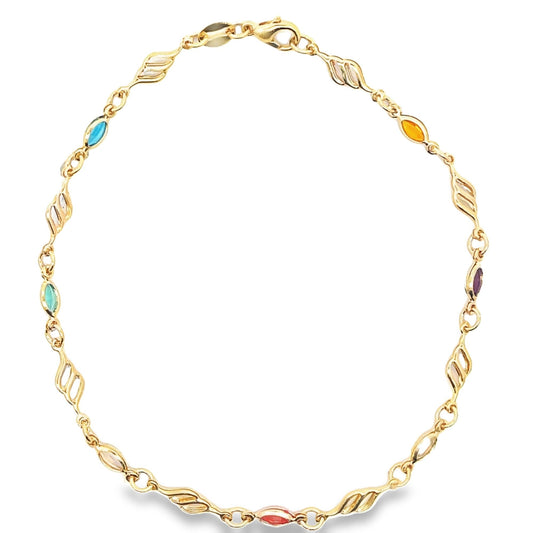 Multicolor CZ Stone Angel Wing Charm Bracelet (G78A/E249/I124A)