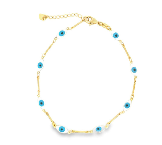 Oval Evil Eye Charm Bracelet (I221)