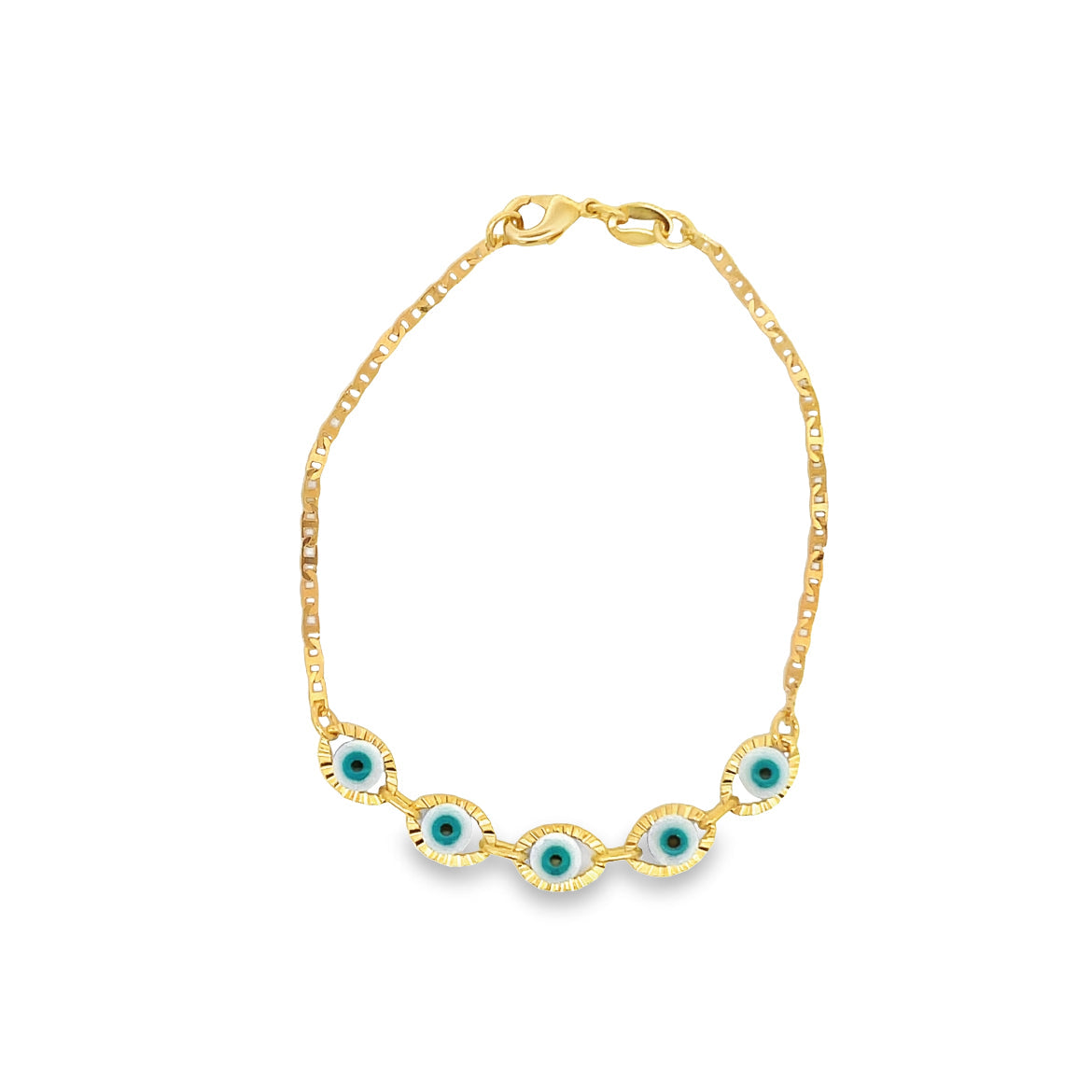 Blue Evil Eye Gucci Mariner Link Chain Bracelet (I226)