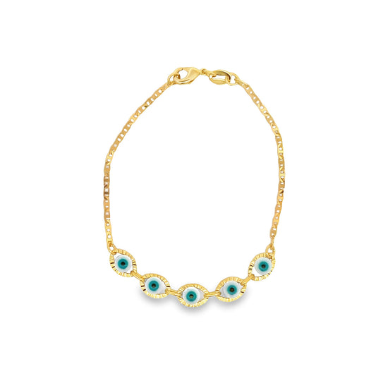 Blue Evil Eye Gucci Mariner Link Chain Bracelet (I226)
