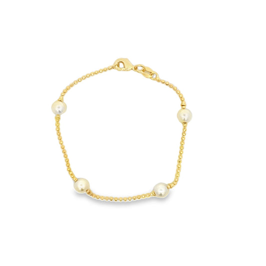 White Pearl Beaded Bracelet (I98)