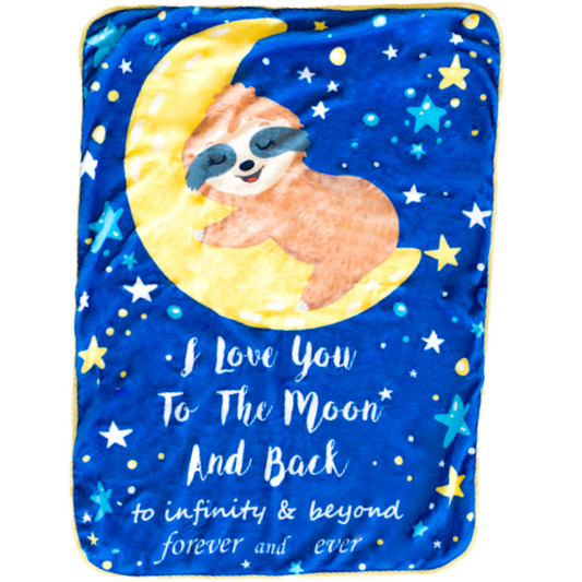 Baby  Minky Sloth Blanket -  Double Layers - I Love You to the Moon and Back