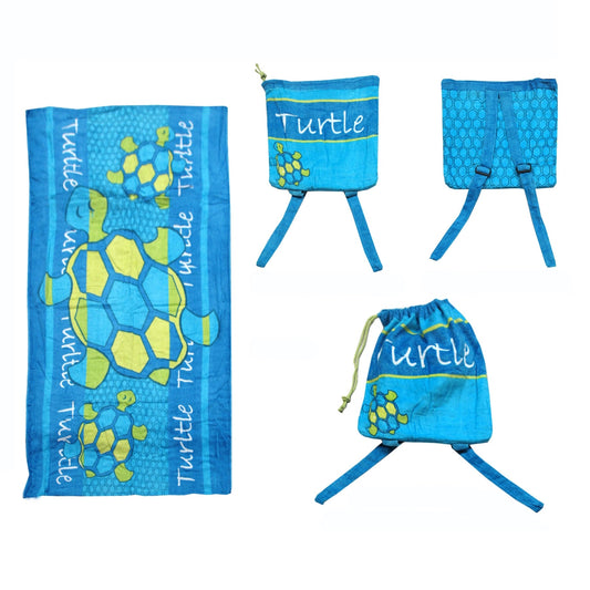 NNEDSZ Kids Beach Towel N Bag Turtle