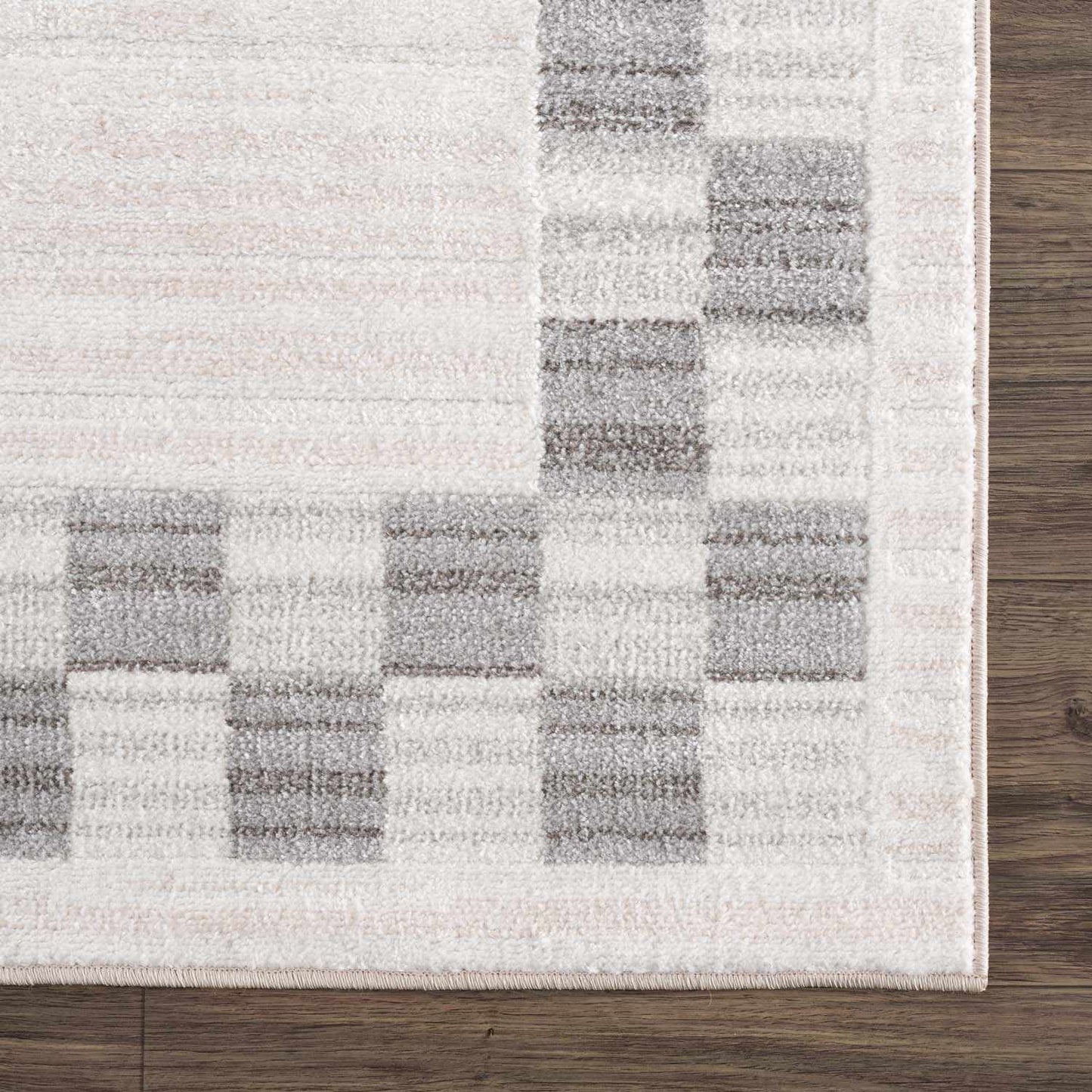 Azrika Gray Checkered Washable Rug