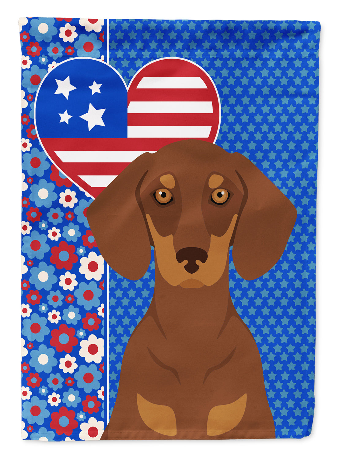 Chocolate and Tan Dachshund USA American House Flag