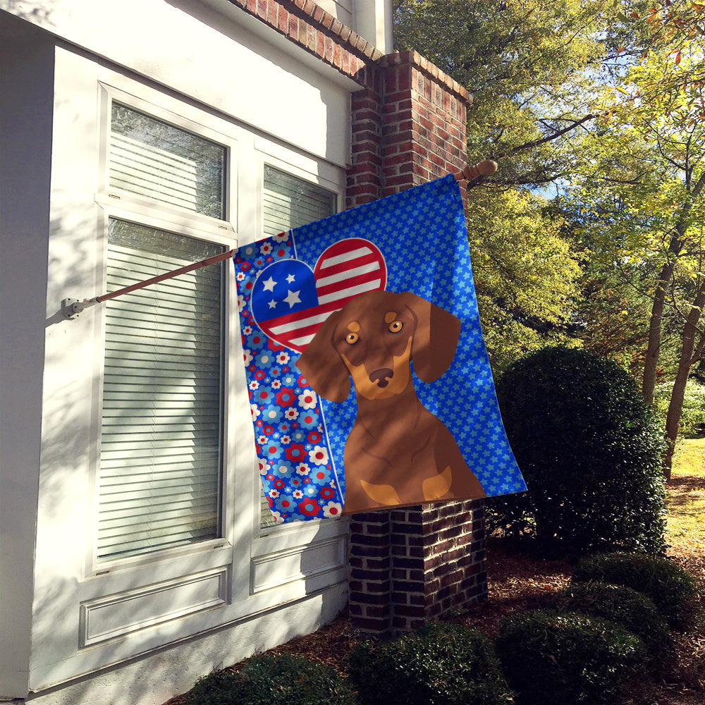 Chocolate and Tan Dachshund USA American House Flag