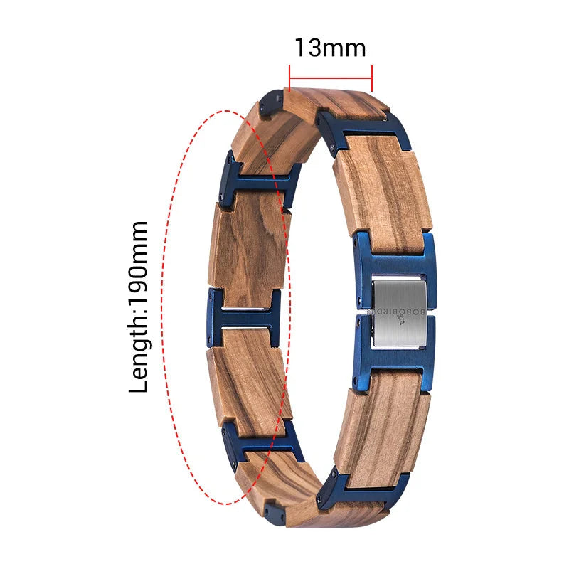 Wooden Men's Link Bracelet Fashion Stainless Steel Charm Man Bracelets