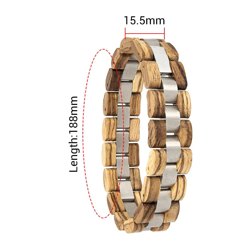 Wooden Men's Link Bracelet Fashion Stainless Steel Charm Man Bracelets