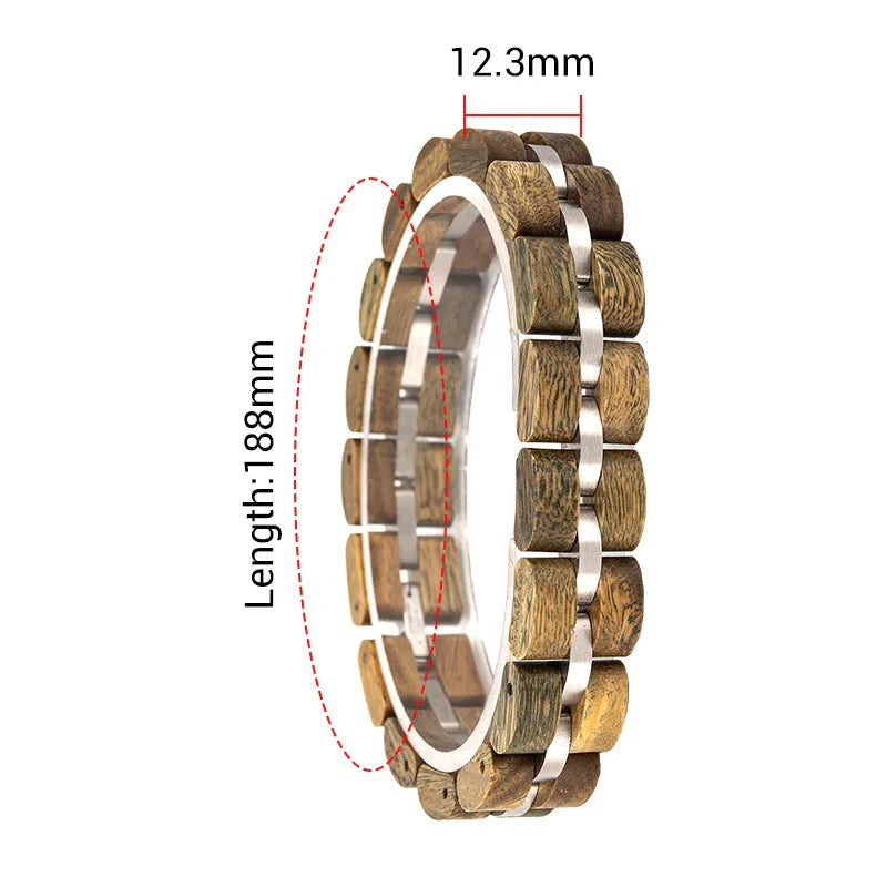 Wooden Men's Link Bracelet Fashion Stainless Steel Charm Man Bracelets