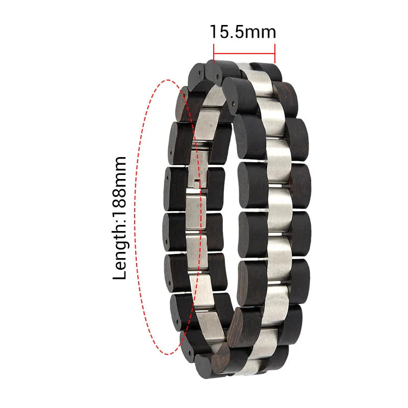 Wooden Men's Link Bracelet Fashion Stainless Steel Charm Man Bracelets