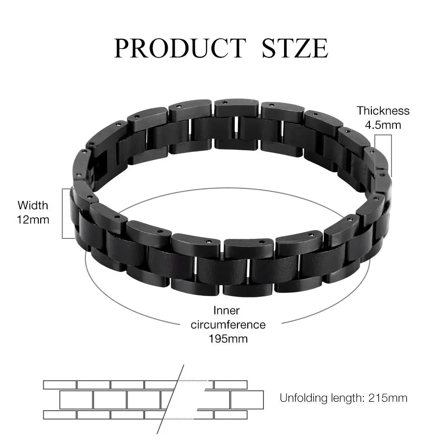 Wooden Men's Link Bracelet Fashion Stainless Steel Charm Man Bracelets