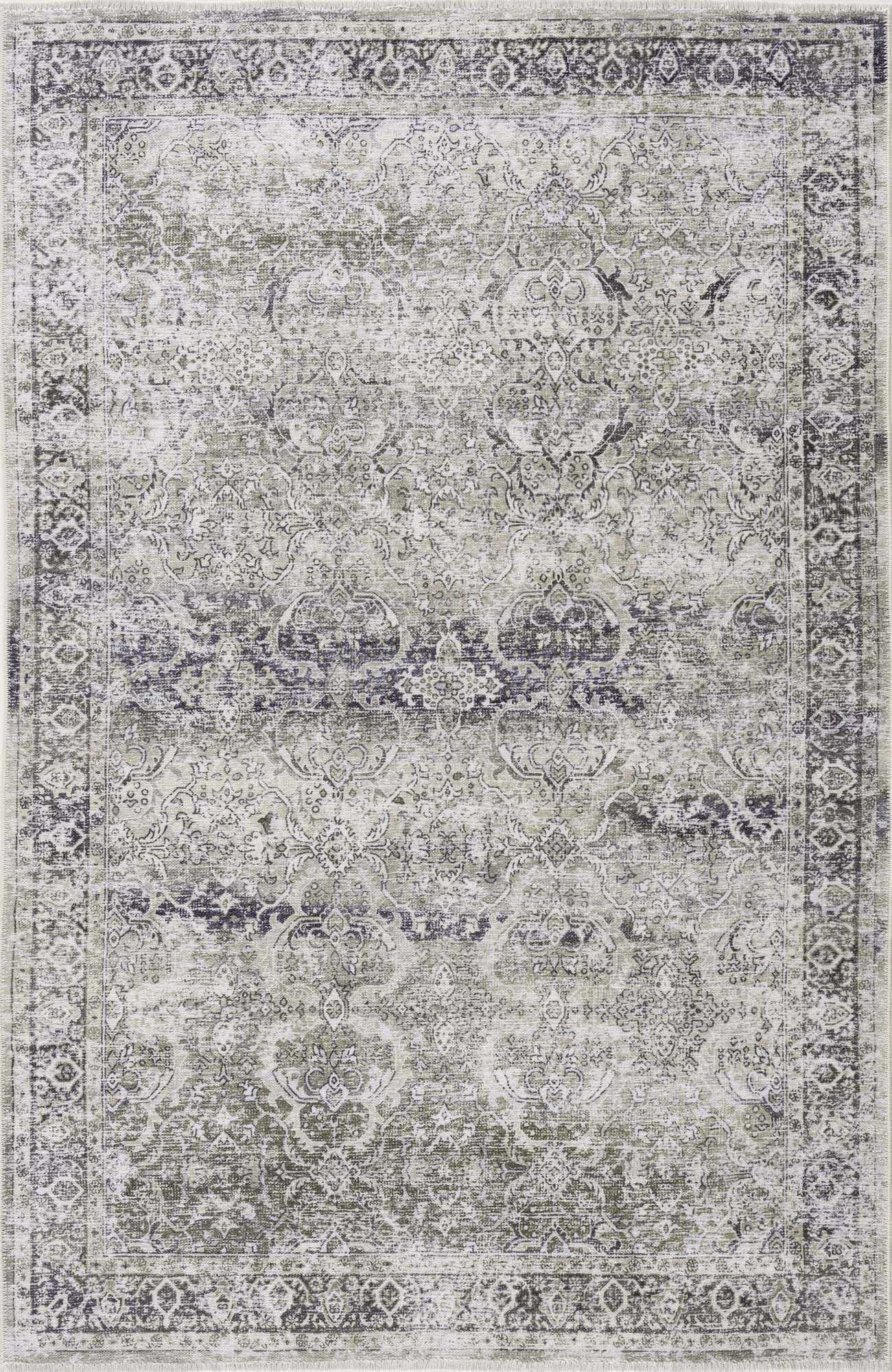Gray & Green Holi-4607 Washable Area Rug