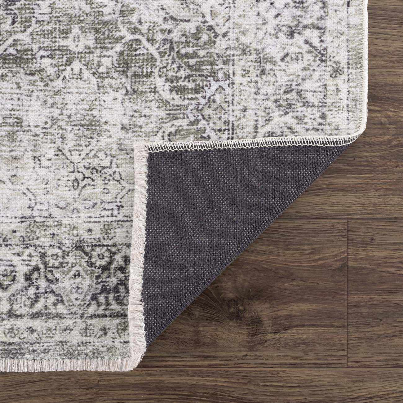 Gray & Green Holi-4607 Washable Area Rug