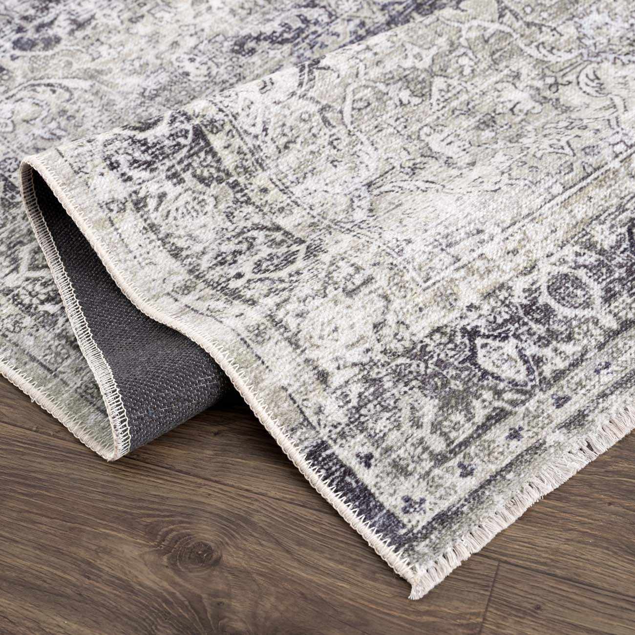Gray & Green Holi-4607 Washable Area Rug