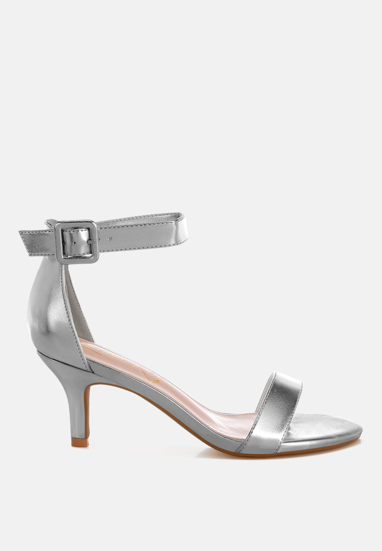 Yuti Glossy Kitten Heel Sandals