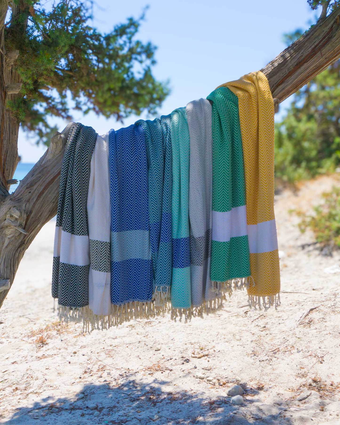 ZAYA Hammam Towel, Beach Towel, Pestemal - Green / White