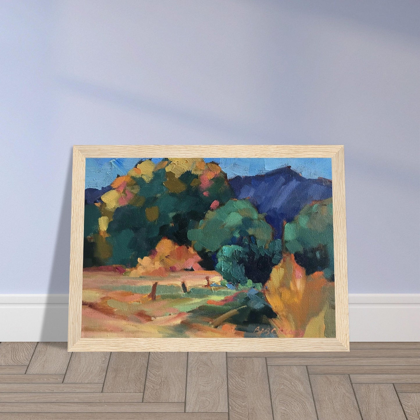 'New Mexico Meadow' Landscape I 6x8 or 8x12 inch Wooden Framed Southwest Art Print I Original Artwork by American Artist Barbara Cleary