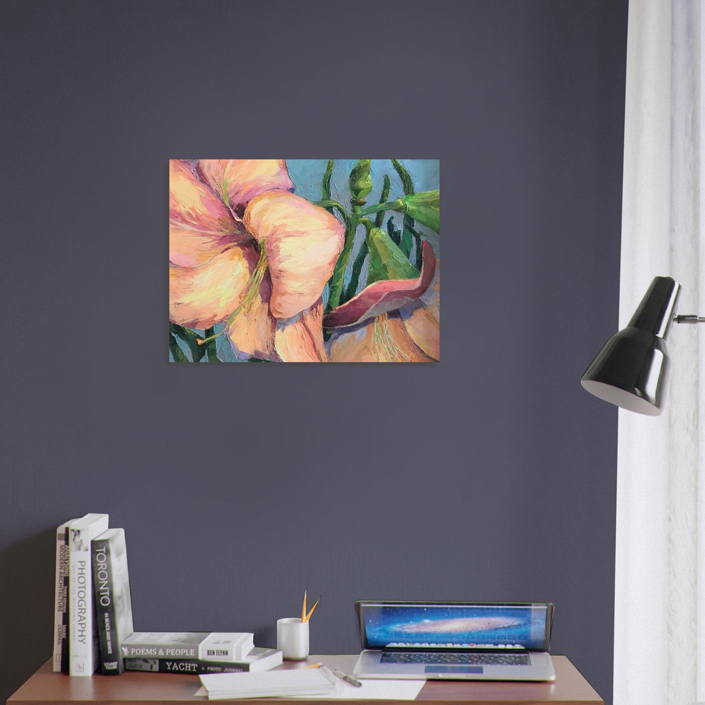 'Amaryllis 2' Floral I 18x24 Museum-Quality Matte Paper Poster | Original Artwork by American Artist Barbara Cleary