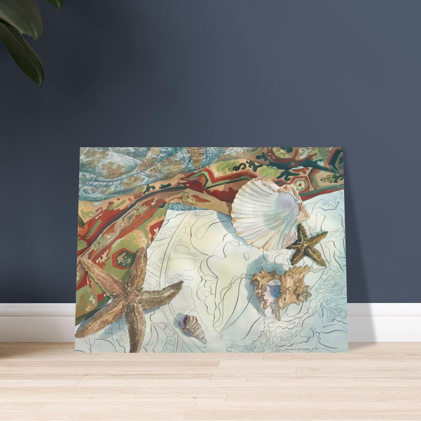 'Shells' Coastal Watercolor I 12x16 Museum-Quality Matte Paper Poster | Original Artwork by American Artist Barbara Cleary