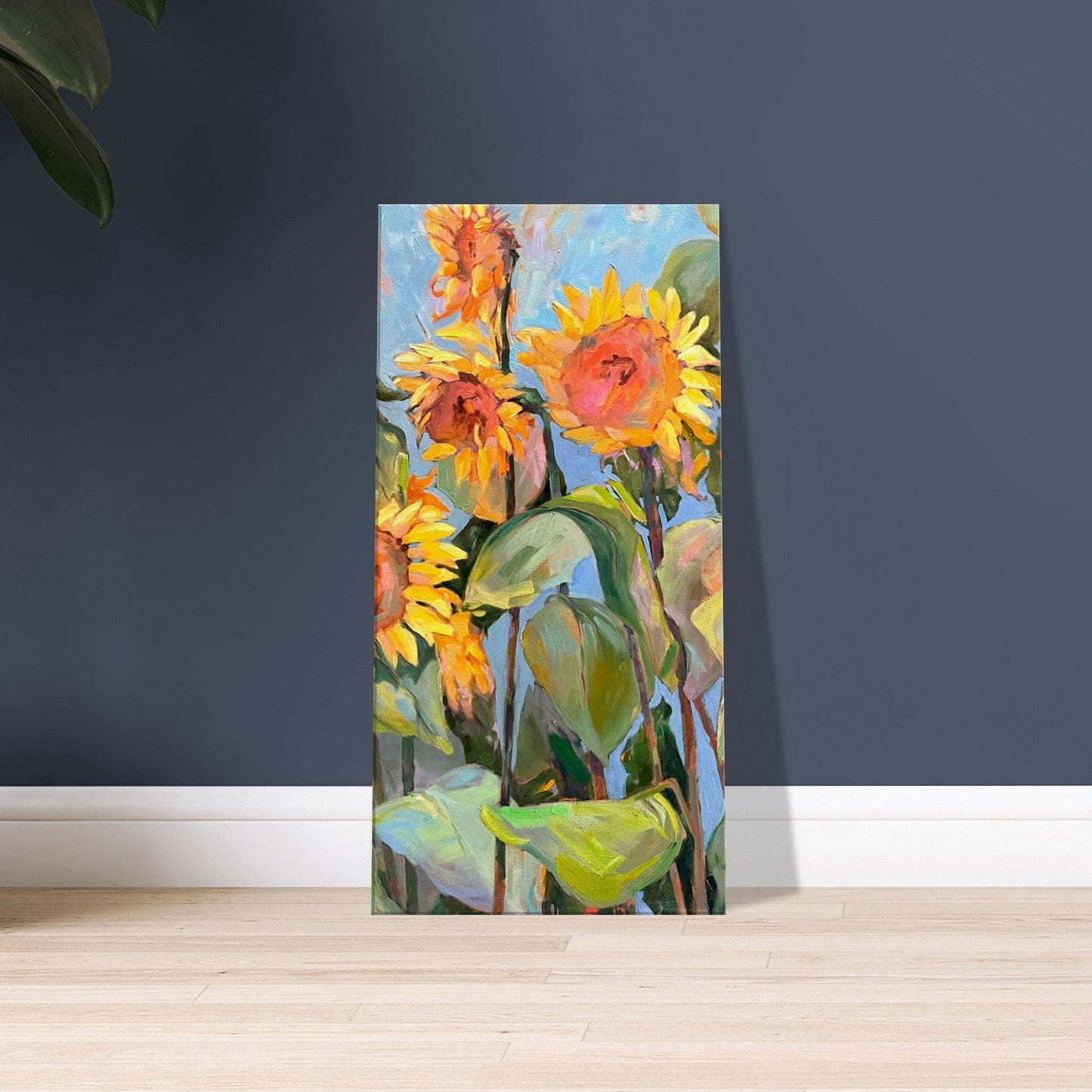 'Southwind Sunflowers 1' Floral I 16x32 inch Art Print on Canvas I Original Artwork by American Artist Barbara Cleary