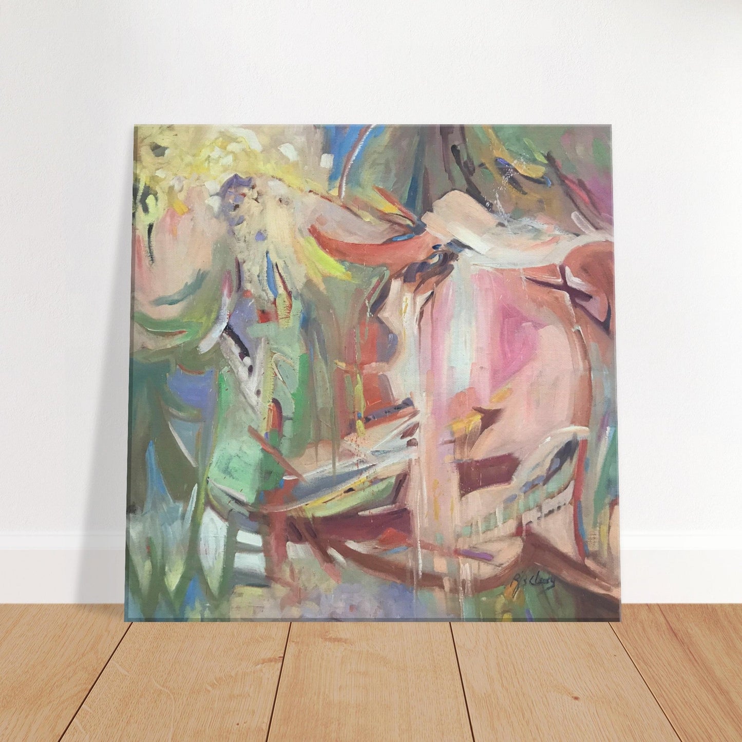 'All Seasons' Abstract I 16x16 inch Canvas Art Print  I Original Artwork by American Artist Barbara Cleary I F227