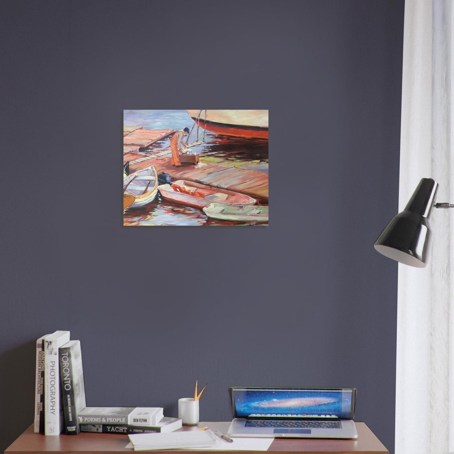'Fishing Dock' I 16x20 Museum-Quality Matte Paper Poster | Original Artwork by American Artist Barbara Cleary