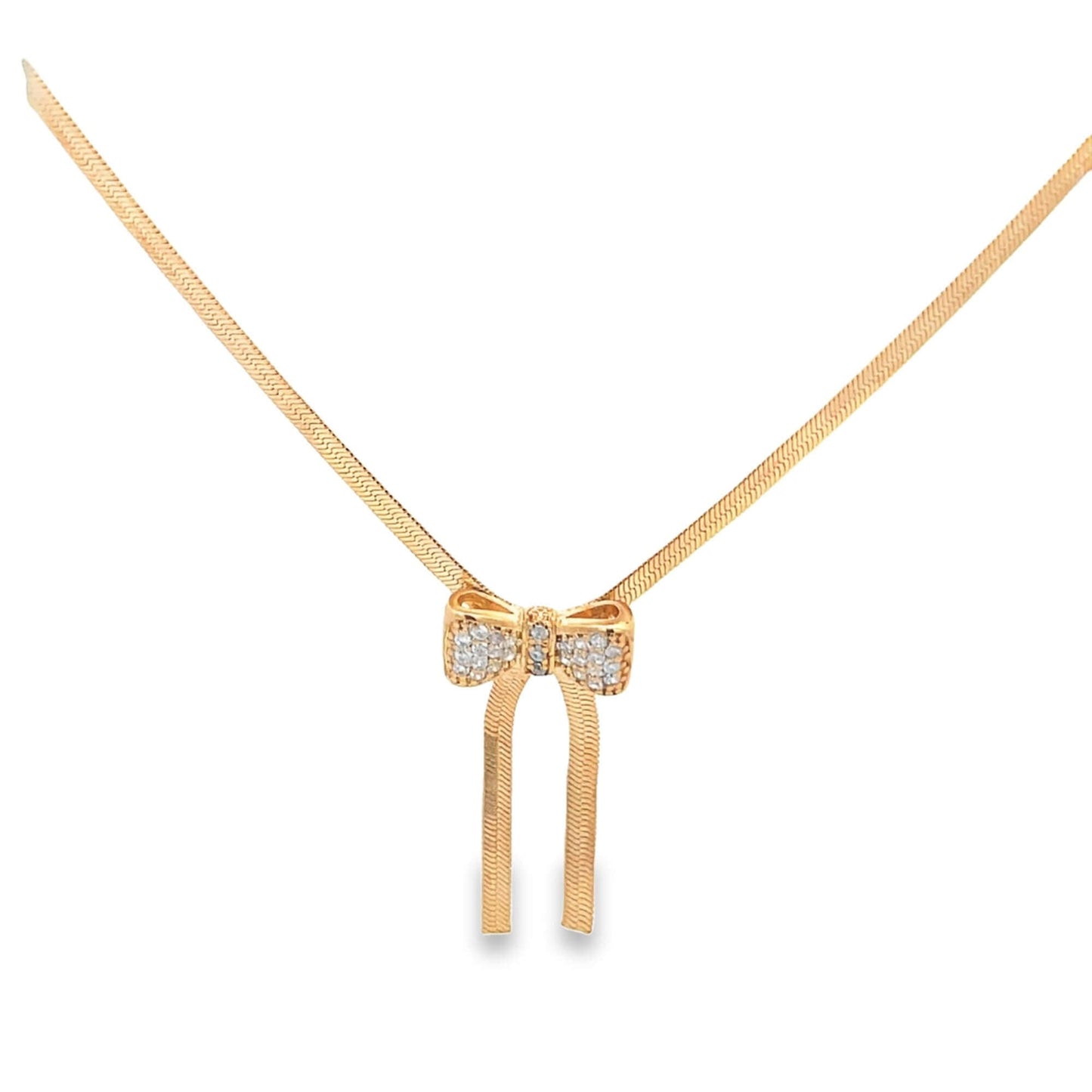 3mm Herringbone Snake Bracelet with CZ Bowtie Charm (H254)(I282A)