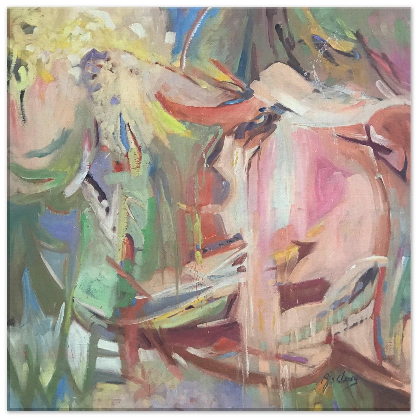 'All Seasons' Abstract I 16x16 inch Canvas Art Print  I Original Artwork by American Artist Barbara Cleary I F227
