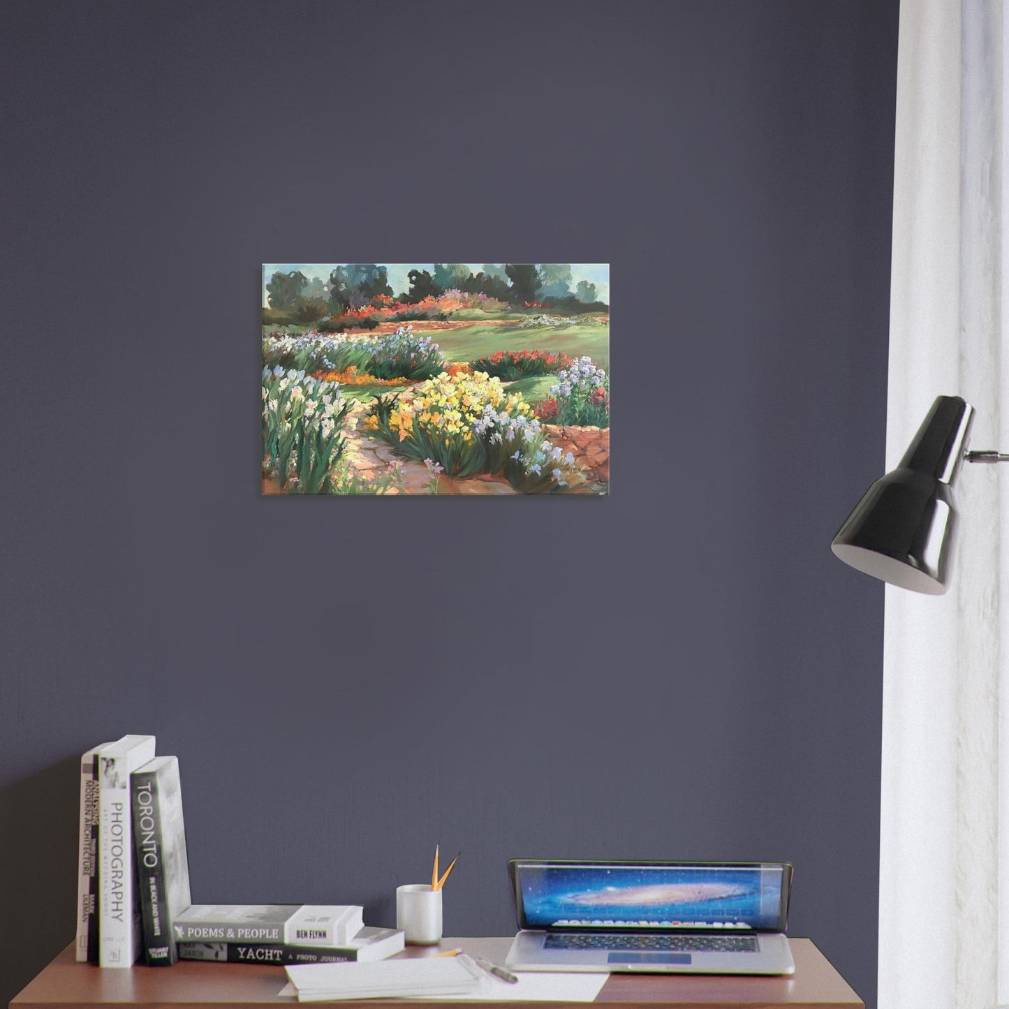 'Sunlit Garden in Bloom' Floral I 16x24 inch Art Print on Canvas I Original Artwork by American Artist Barbara Cleary