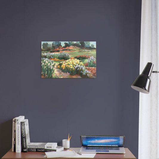 'Sunlit Garden in Bloom' Floral I 16x24 inch Art Print on Canvas I Original Artwork by American Artist Barbara Cleary