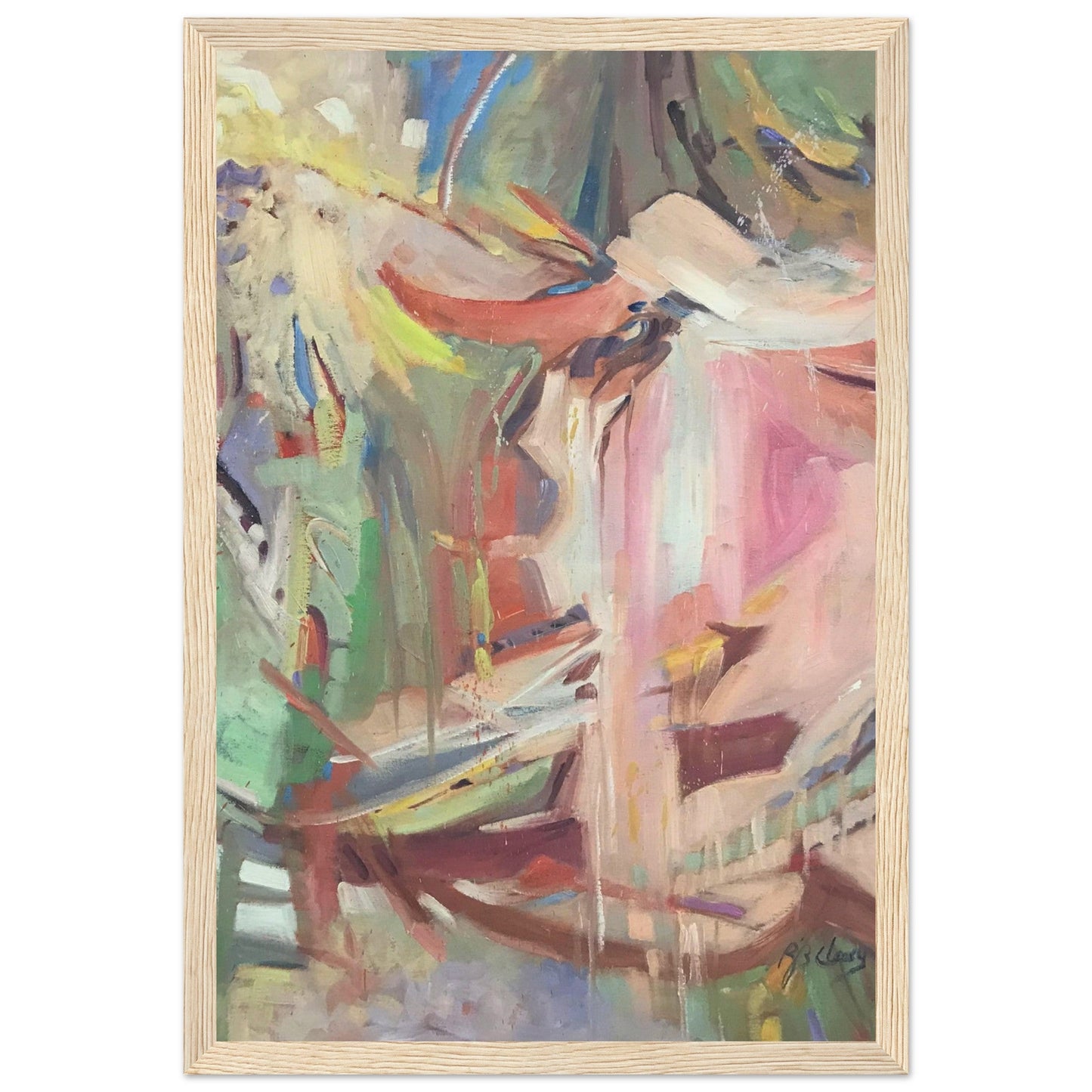 'All Seasons' Abstract I 12x18 inch Wooden Framed Art Print  I Original Artwork by American Artist Barbara Cleary