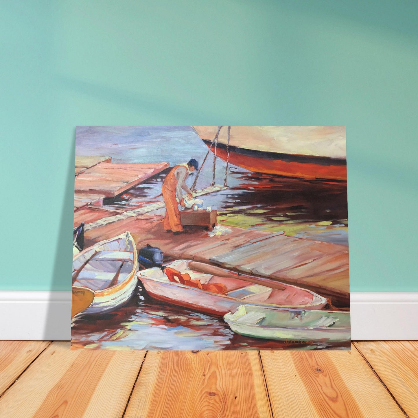 'Fishing Dock' I 16x20 Museum-Quality Matte Paper Poster | Original Artwork by American Artist Barbara Cleary