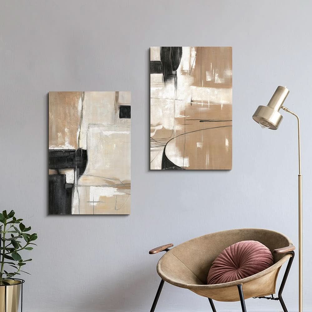 Black Brown Contemporary Abstract Canvas Wall Artwork