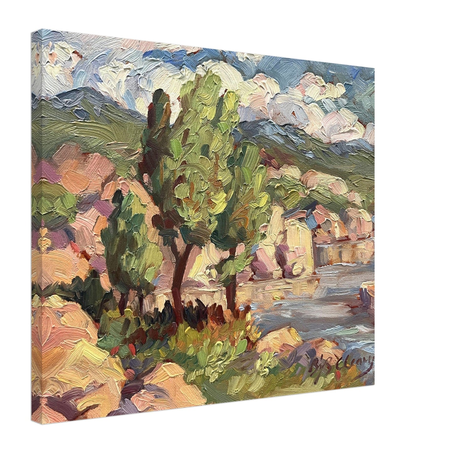 "Lakeside" Coastal Landscape I 20x24 inch Canvas Art Print I Original Artwork by American Artist Barbara Cleary