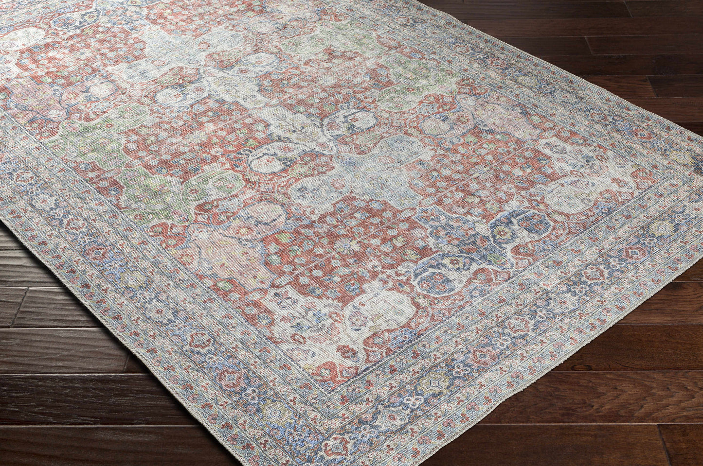 Rust Goma Vintage Washable Area Rug - Clearance