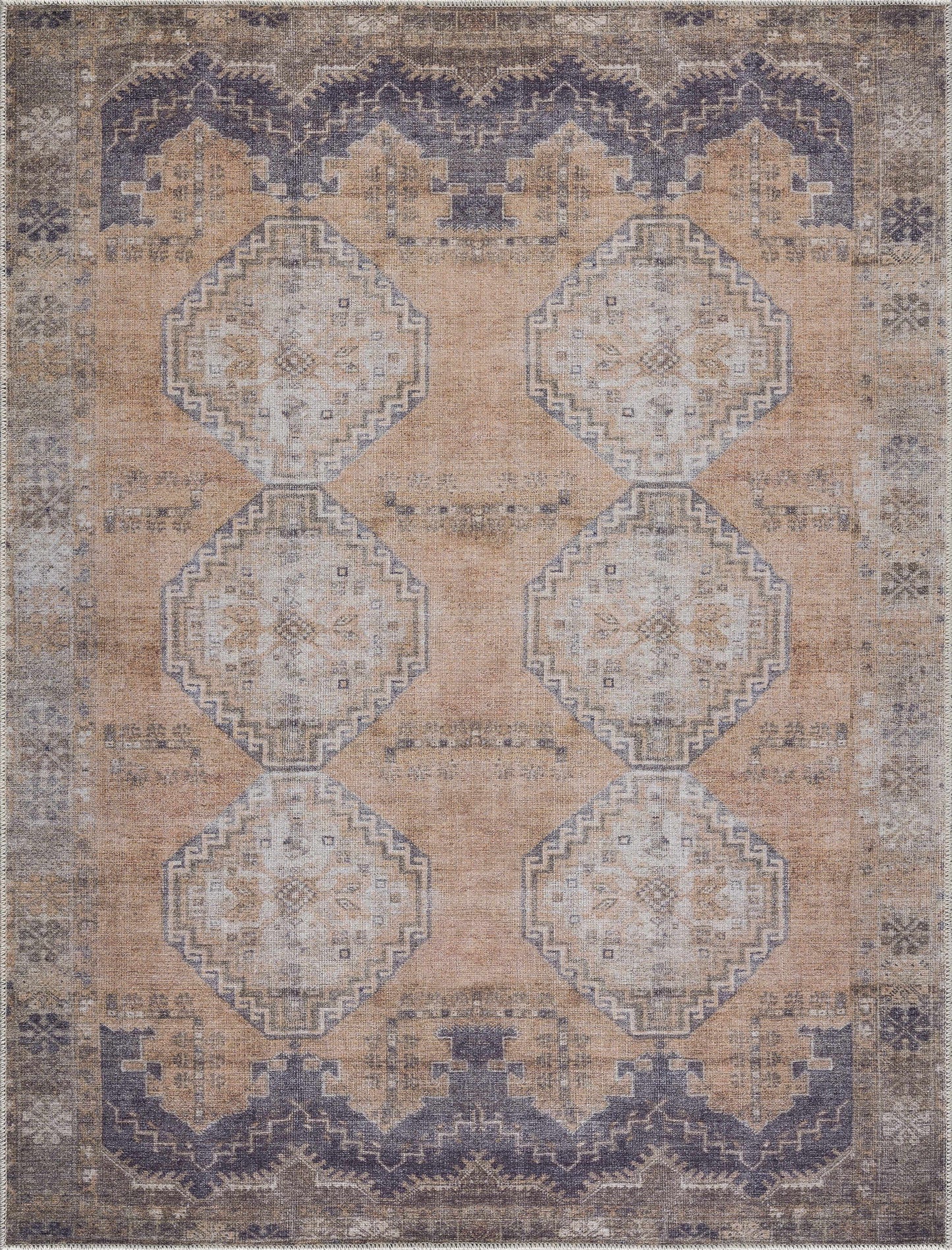 Carrabelle Peach Washable Area Rug