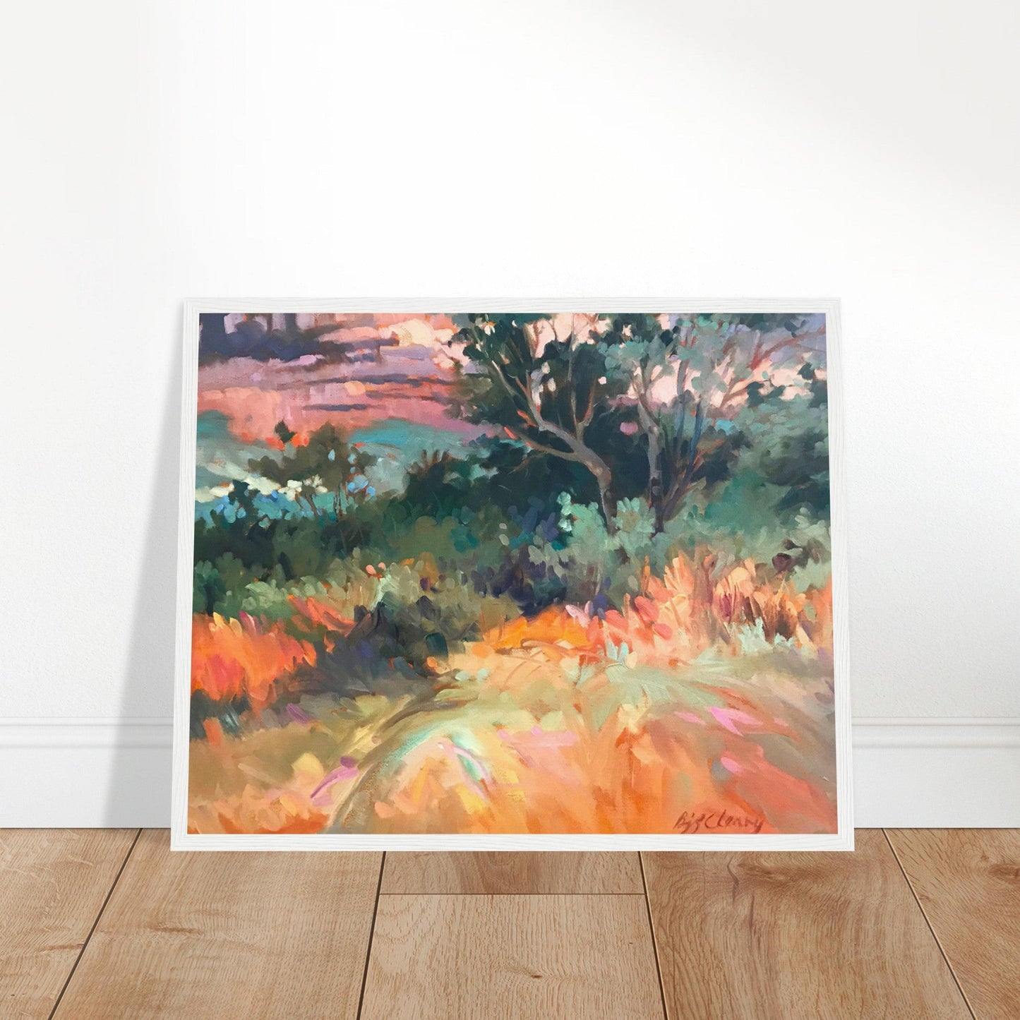 ‘Blush of Dawn’ Landscape | 16x20 Wooden Framed Art Print | Original Artwork by American Artist Barbara Cleary