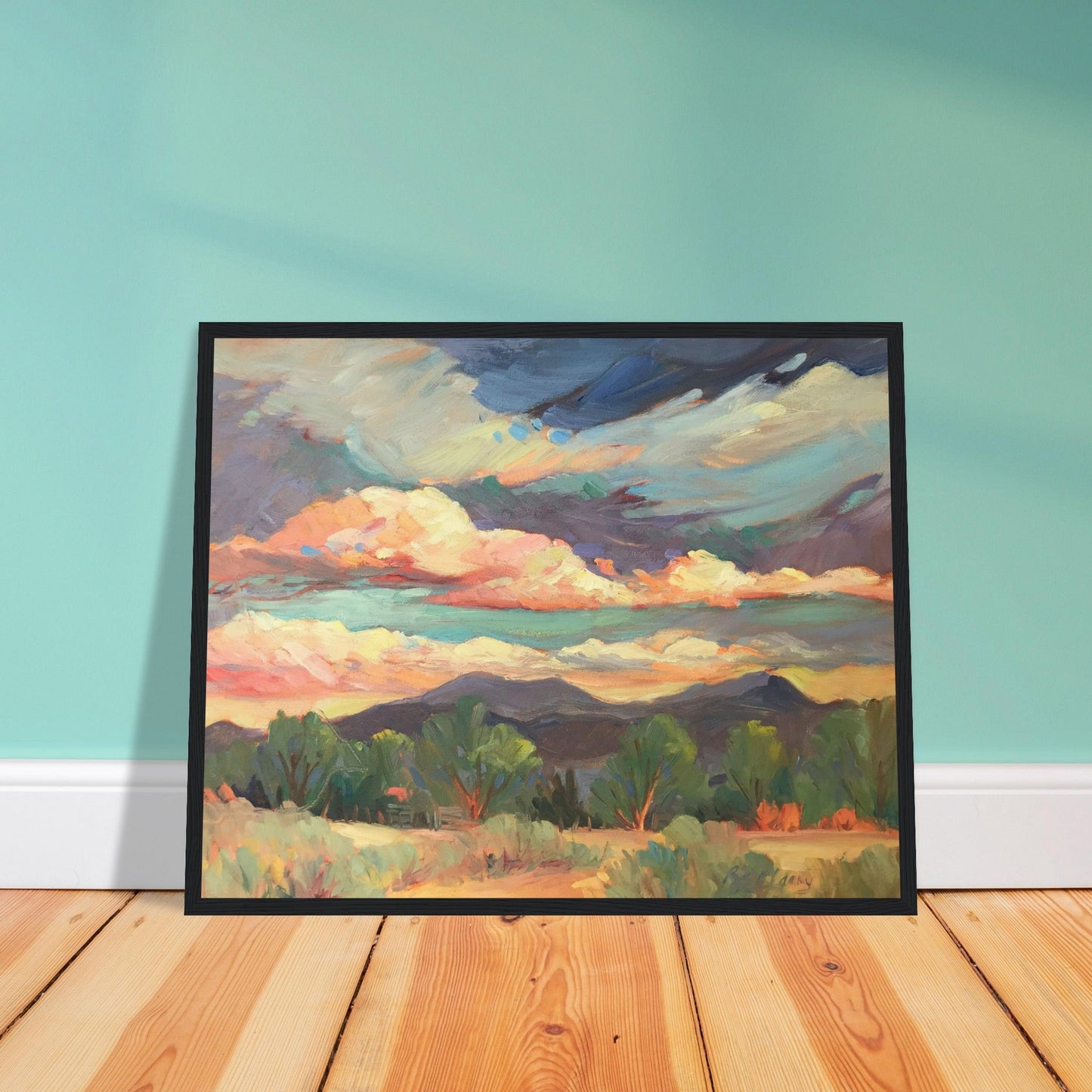 16x20 "New Mexico Sky" I Wooden Framed Art Print I Original Artwork by American Artist Barbara Cleary I F74
