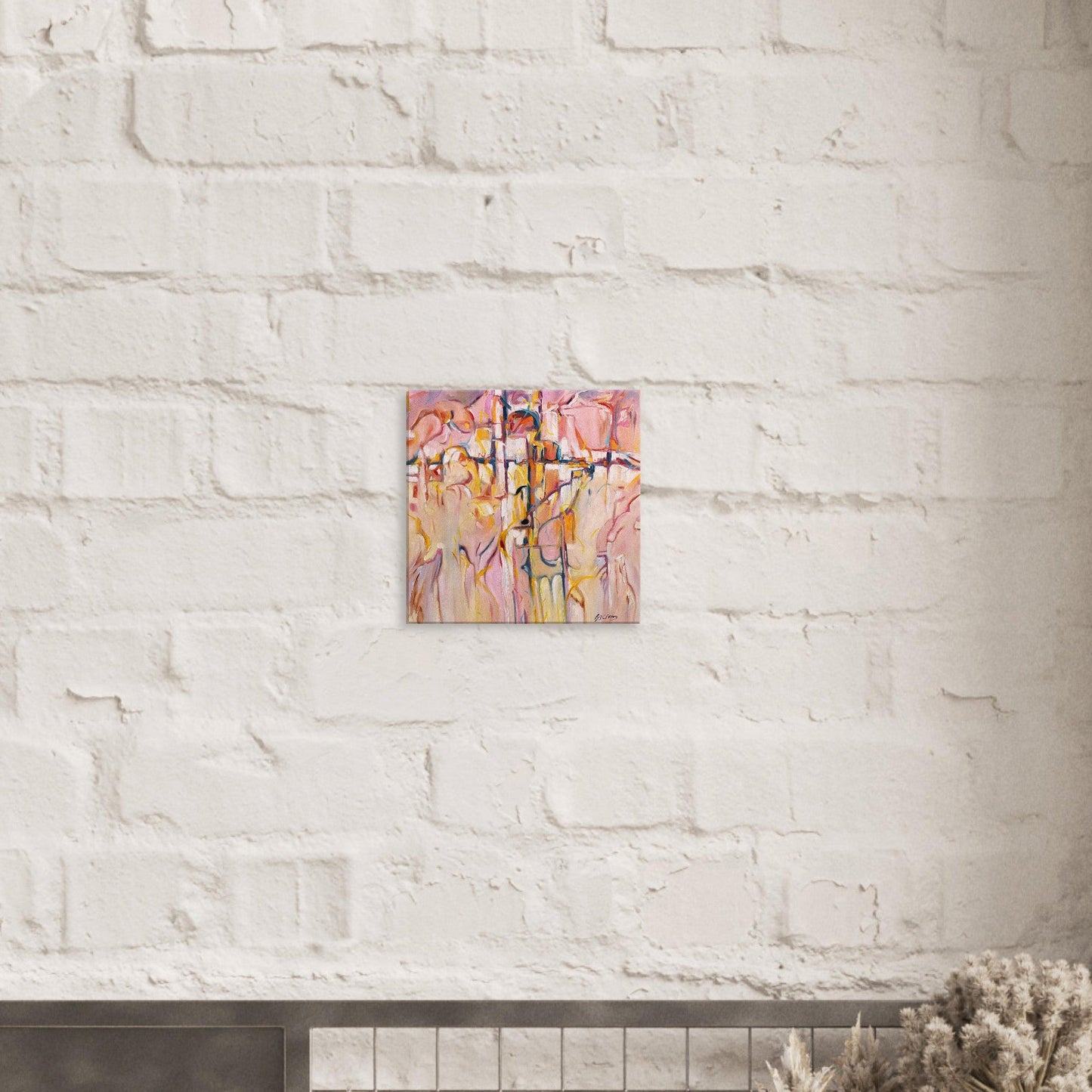 'Abstract Pueblo' Abstract 16x16 inch Print on Canvas I Artwork by American Artist Barbara Cleary