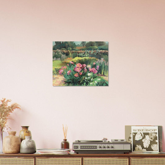 'Garden Peonies' Floral I 16x20 Museum-Quality Matte Paper Poster | Original Artwork by American Artist Barbara Cleary