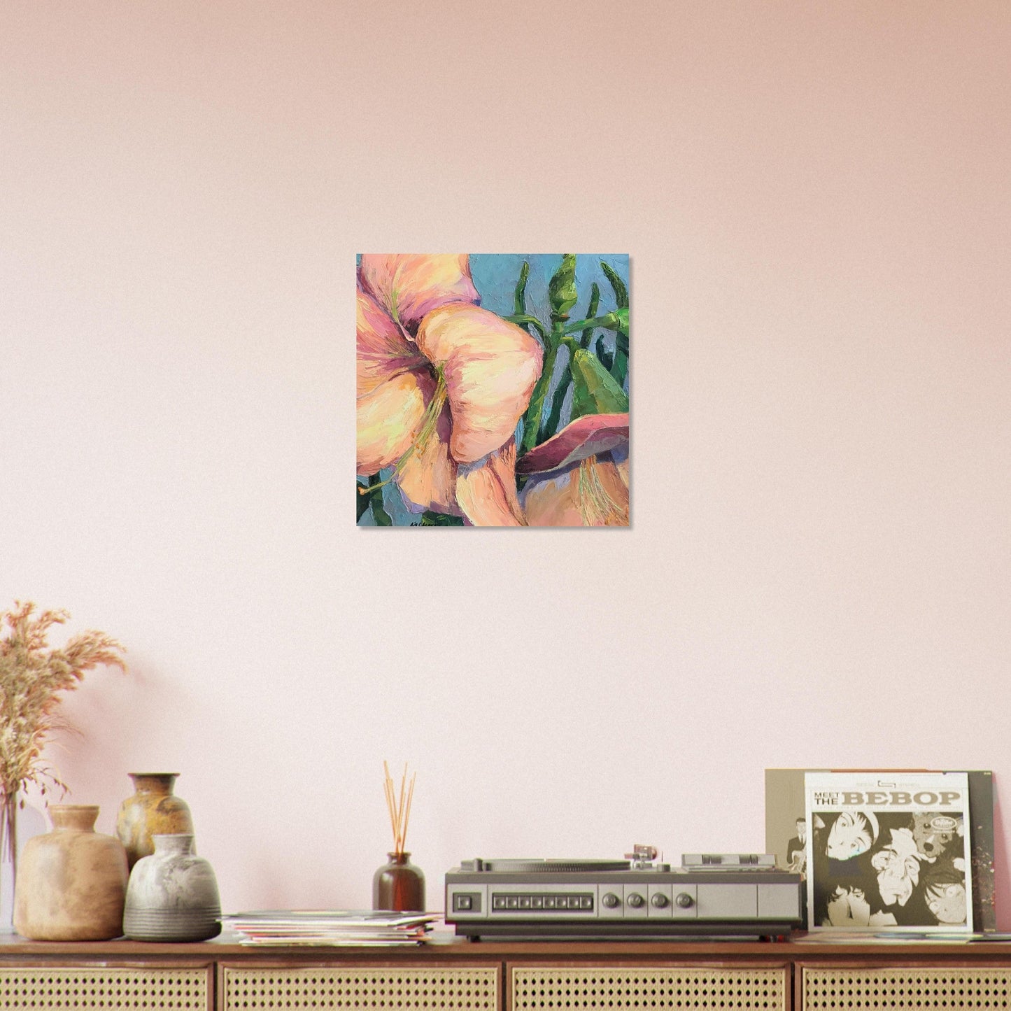 'Amaryllis 2' Floral I 16x16 Museum-Quality Matte Paper Poster | Original Artwork by American Artist Barbara Cleary
